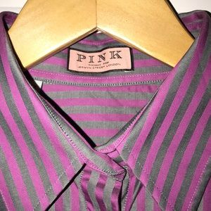 Thomas Pink Purple and Grey Brushed Cotton Shirt